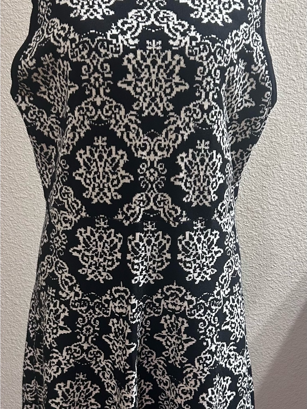 Xhilaration Black & White Sleeveless Patterned Tank Dress